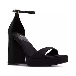 NWB ALDO Women's Montag Two-Piece Ankle-Strap Block-Heel Sandals Black‎ Size 8.5